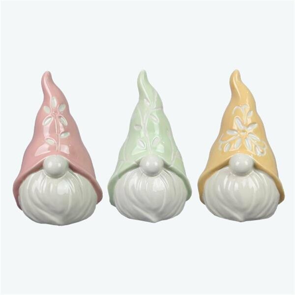 Youngs Ceramic Gnome Decor, Assorted Color - 3 Piece 72332